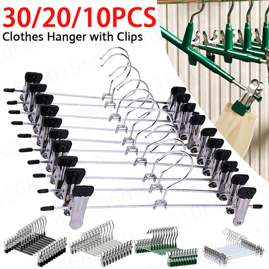10 Pcs Rack Clip Stainless Steel Trousers Wardrobe Clip Anti-slip Clothespin Pants Clamp Clothes Hanger for Skirts